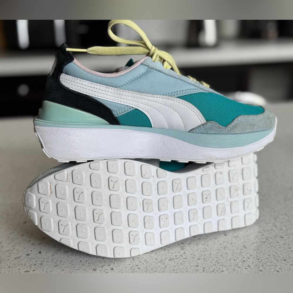 Puma Women's Teal and White Sneakers
